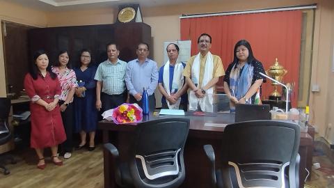  Handing over of charge by former Vice- Chancellor Prof. Avinash Khare to Senior Professor Jyoti Prakash Tamang
